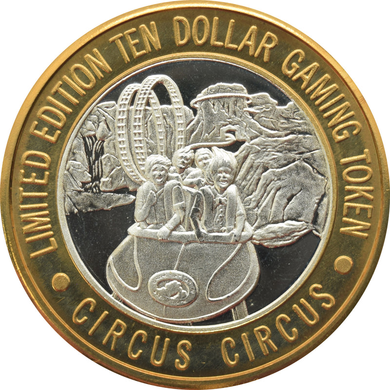 Circus Circus Casino Las Vegas "Water Ride" $10 Silver Strike .999 Fine Silver 1994