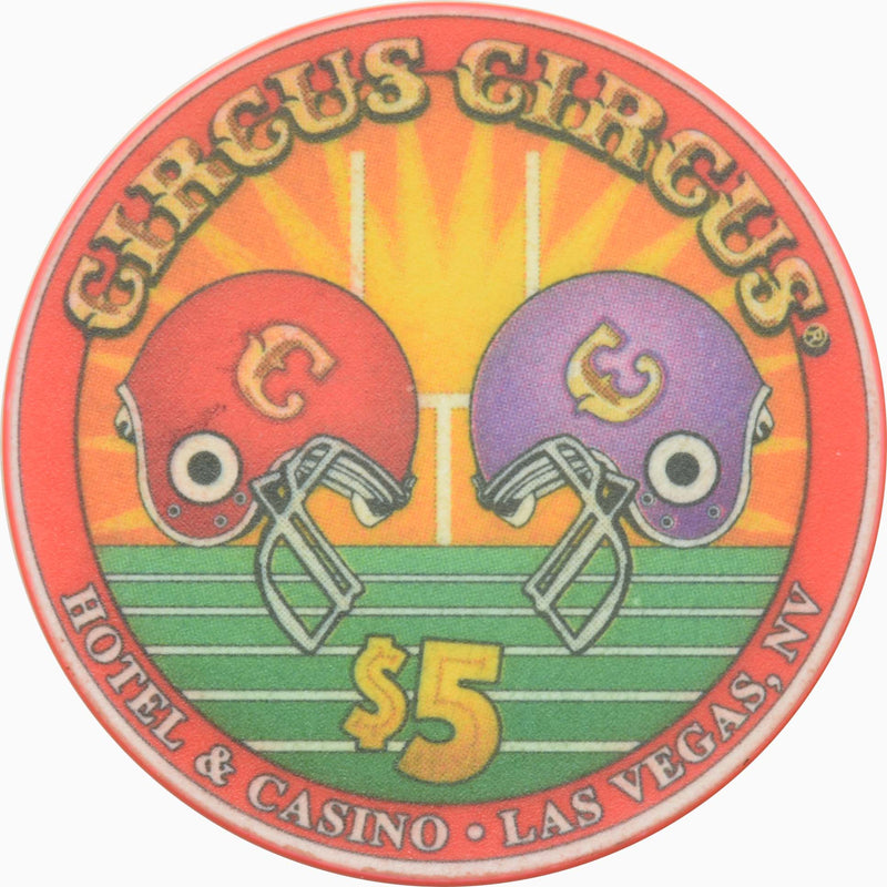 Circus Circus Casino Las Vegas Nevada $5 Super Sunday XXXVIII Chip 2004