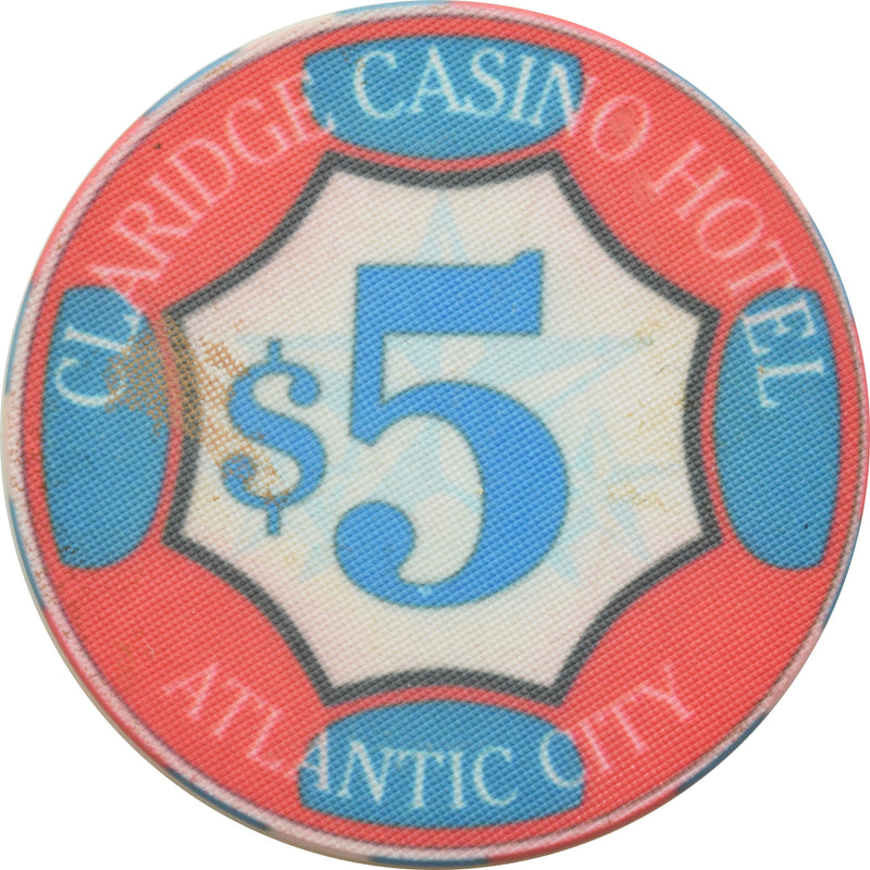 Claridge Casino Atlantic City New Jersey $5 Ceramic Chip