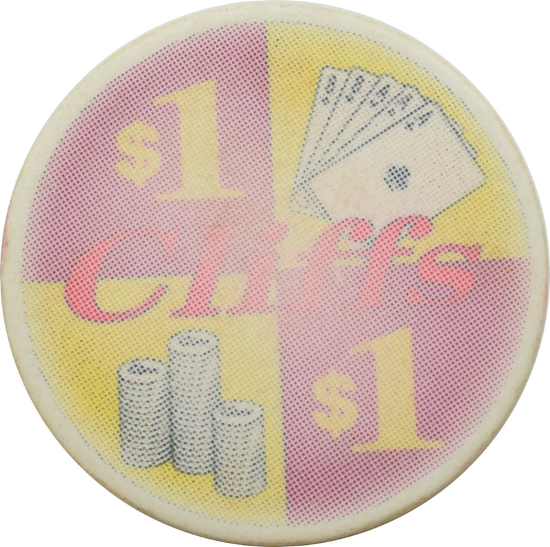 Cliffs Card Room Casino Shoreline Washington $1 Chip