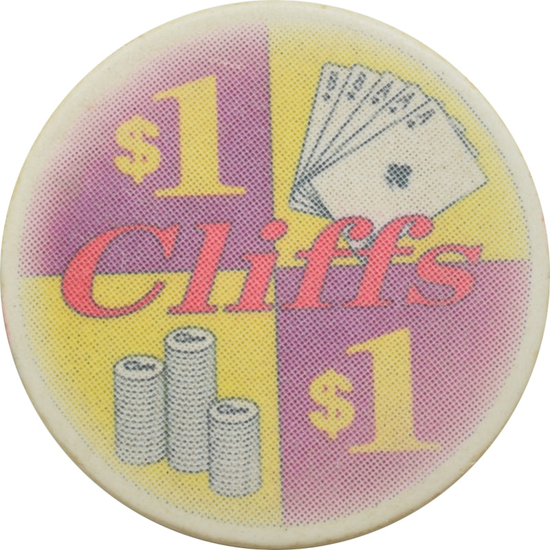 Cliffs Card Room Casino Shoreline Washington $1 Chip
