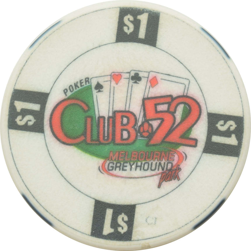 Club 52 - Melbourne Greyhound Park Casino Melbourne Florida $1 Chip