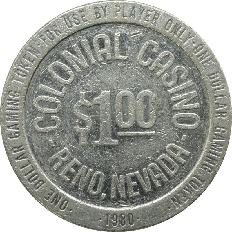 Colonial Casino Reno NV $1 Token 1980