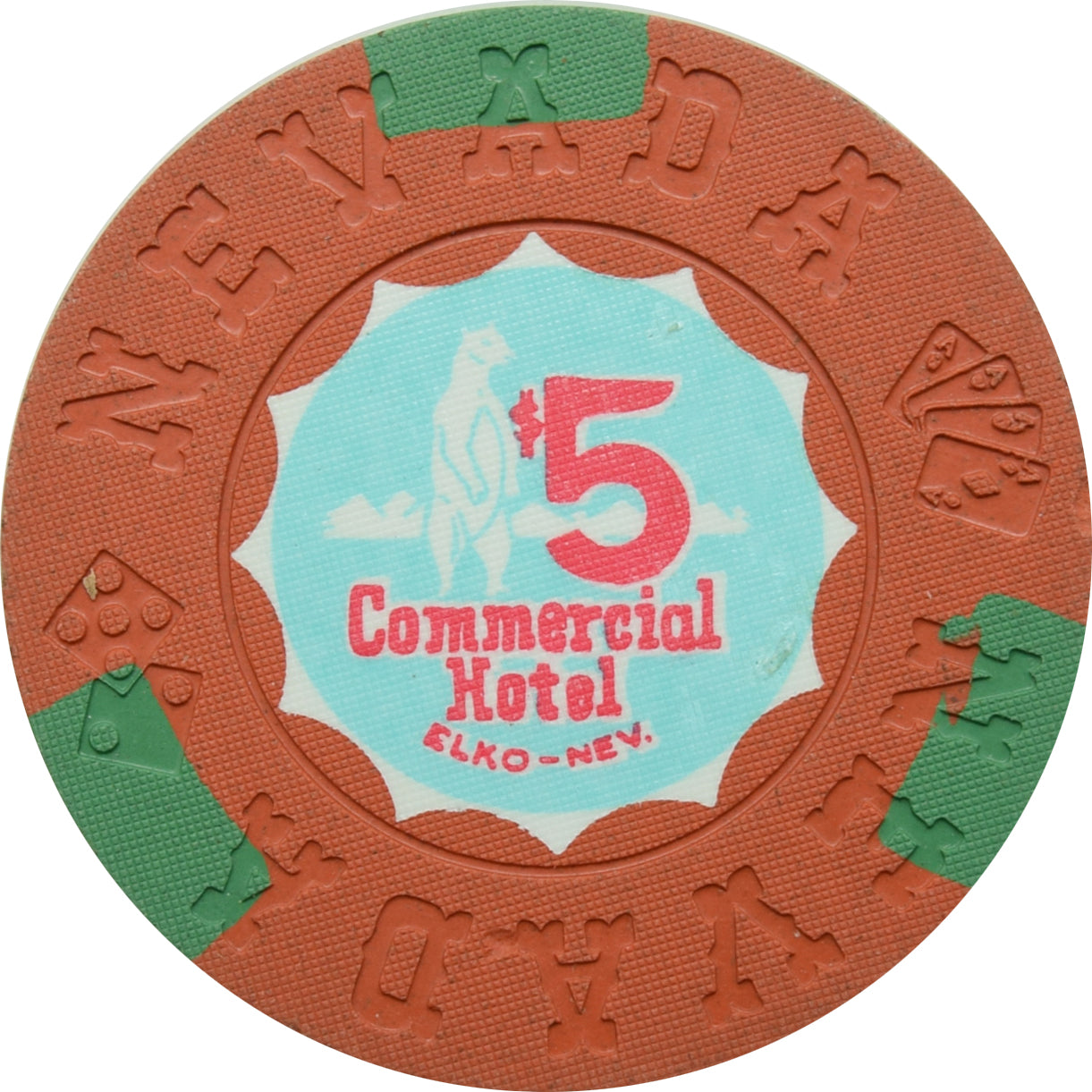 Commercial Hotel Casino Elko Nevada $5 Chip 1973