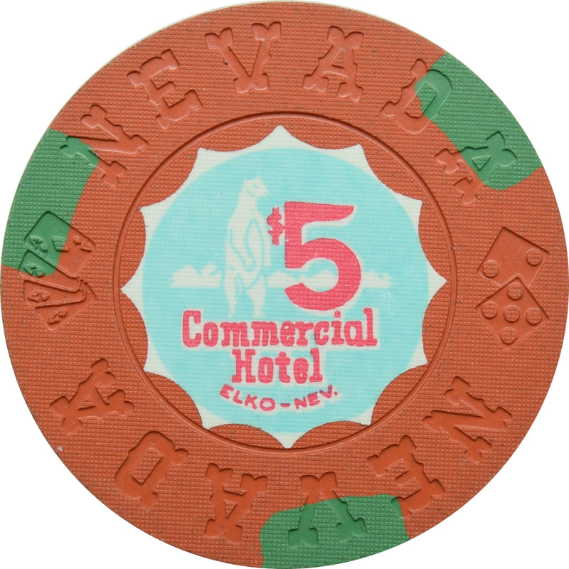 Commercial Hotel Casino Elko Nevada $5 Chip 1973