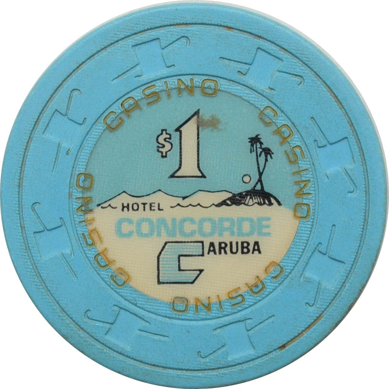 Concorde Casino Palm Beach Aruba $1 HS Gold CASINO Chip