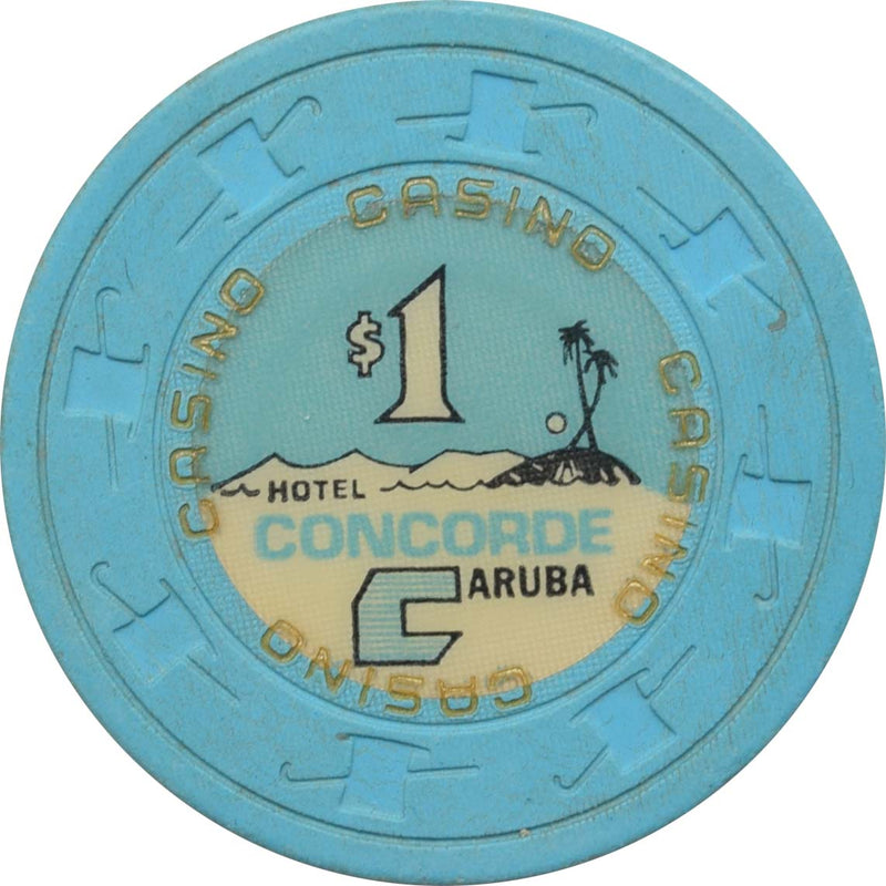 Concorde Casino Palm Beach Aruba $1 HS Gold CASINO Chip