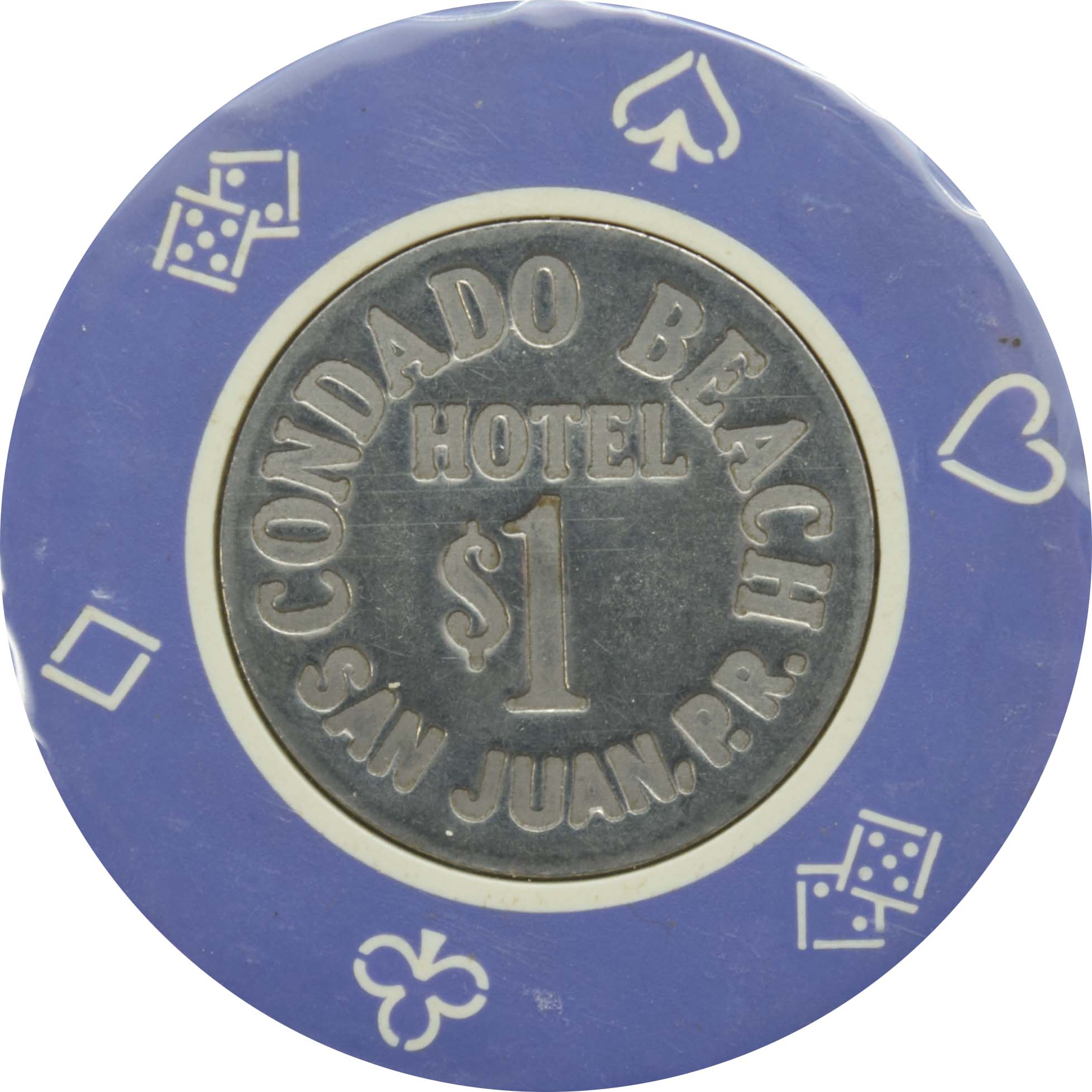 Condado Beach Casino San Juan Puerto Rico $1 Purple Coin Inlay Chip