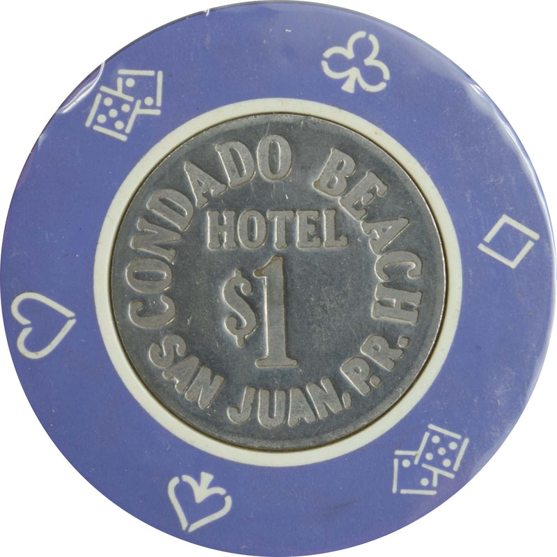 Condado Beach Casino San Juan Puerto Rico $1 Purple Coin Inlay Chip