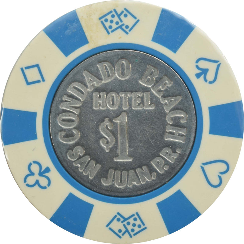Condado Beach Casino San Juan Puerto Rico $1 White Coin Inlay Chip