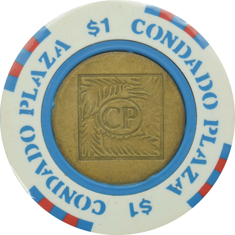 Condado Plaza Casino San Juan Puerto Rico $1 Brass Inlay Chip