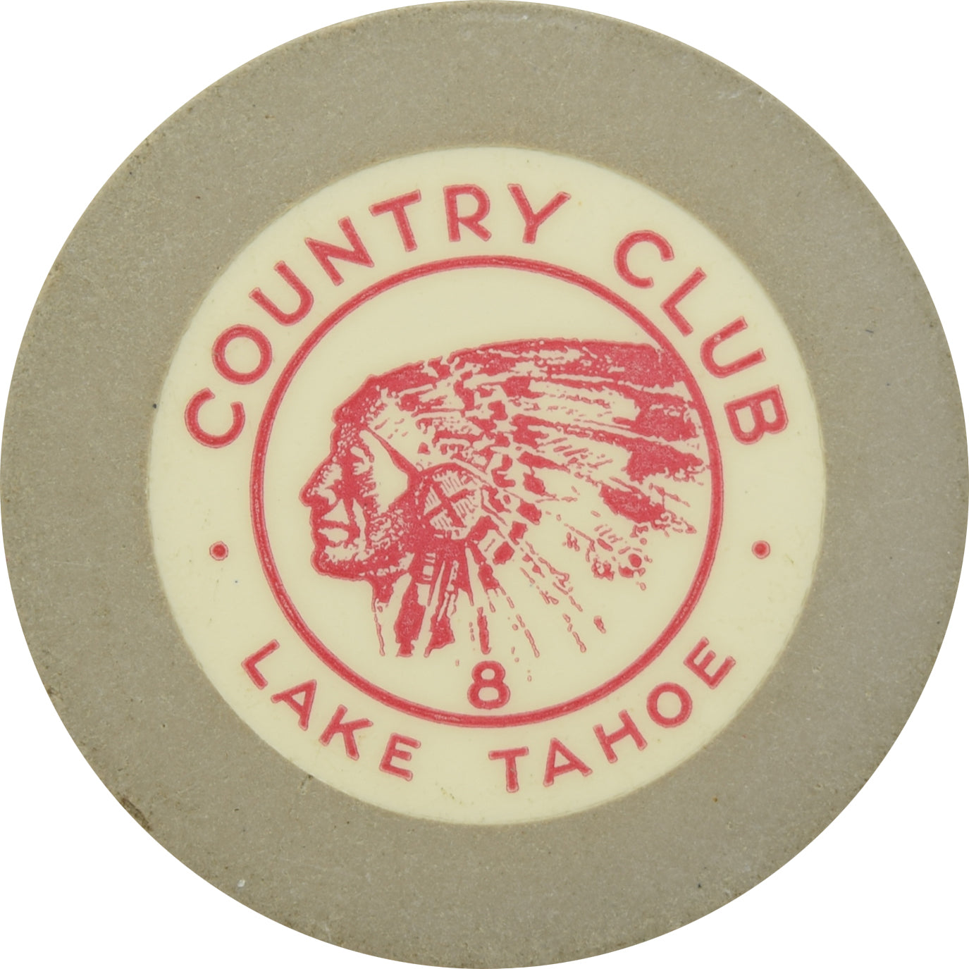 Stateline Country Club Lake Tahoe Nevada Grey Roulette 8 Chip 1935