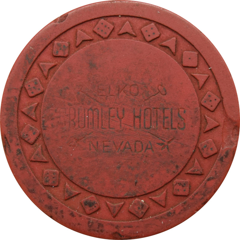 Crumley Hotels Casino Elko Nevada Dk Red Chip 1953