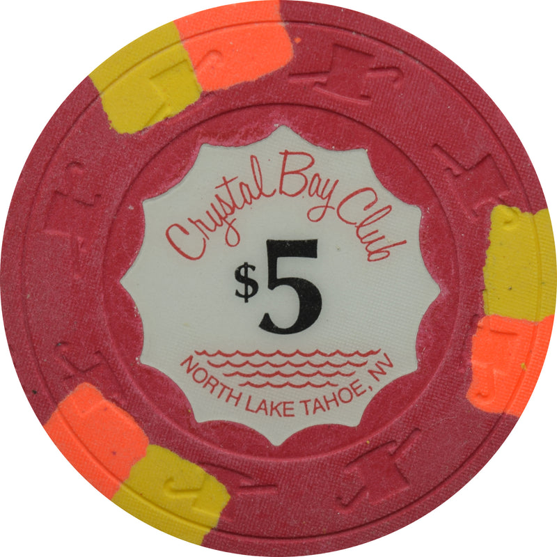 Crystal Bay Club Casino Lake Tahoe Nevada $5 Chip 1990