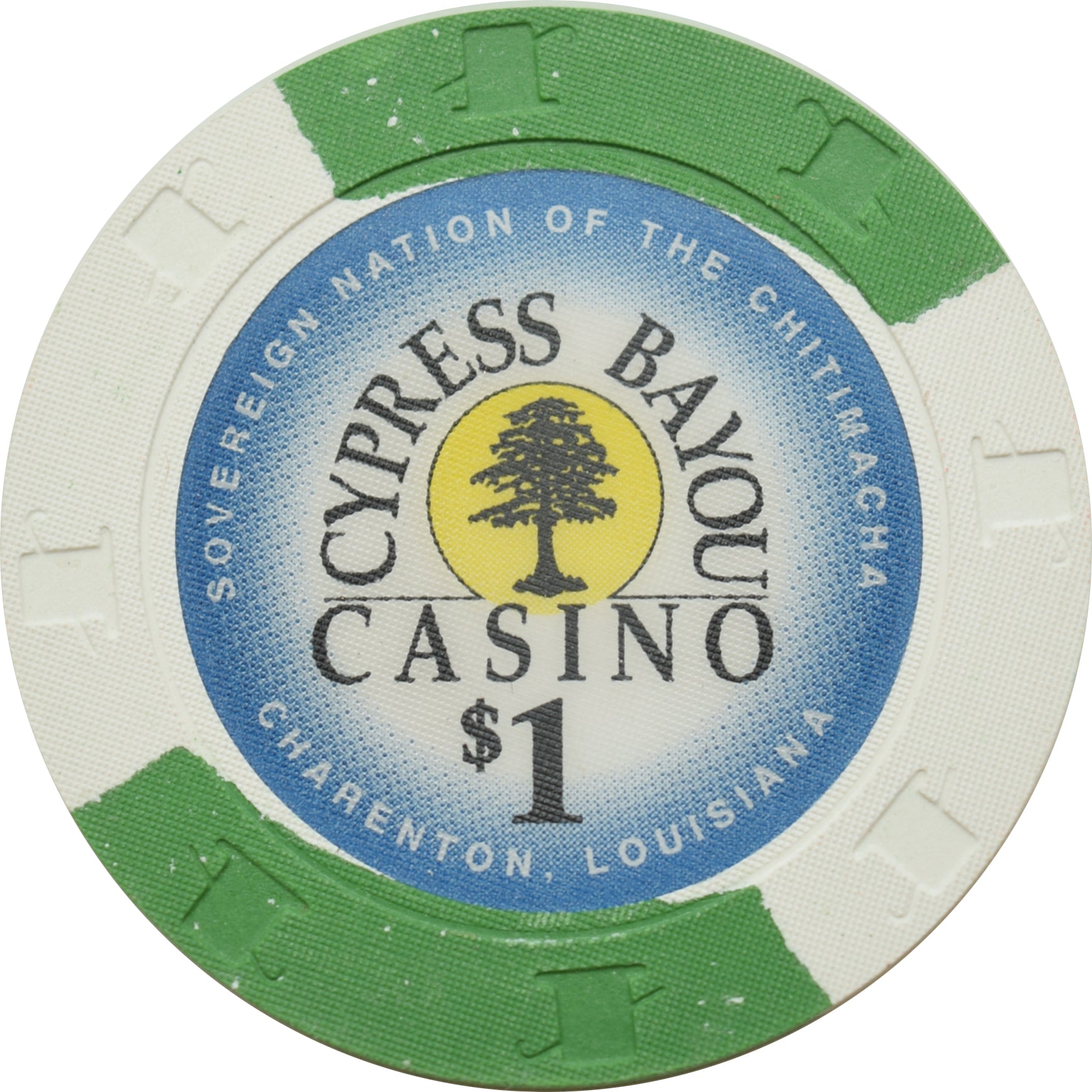 Cypress Bayou Casino Charenton Louisiana $1 Chip