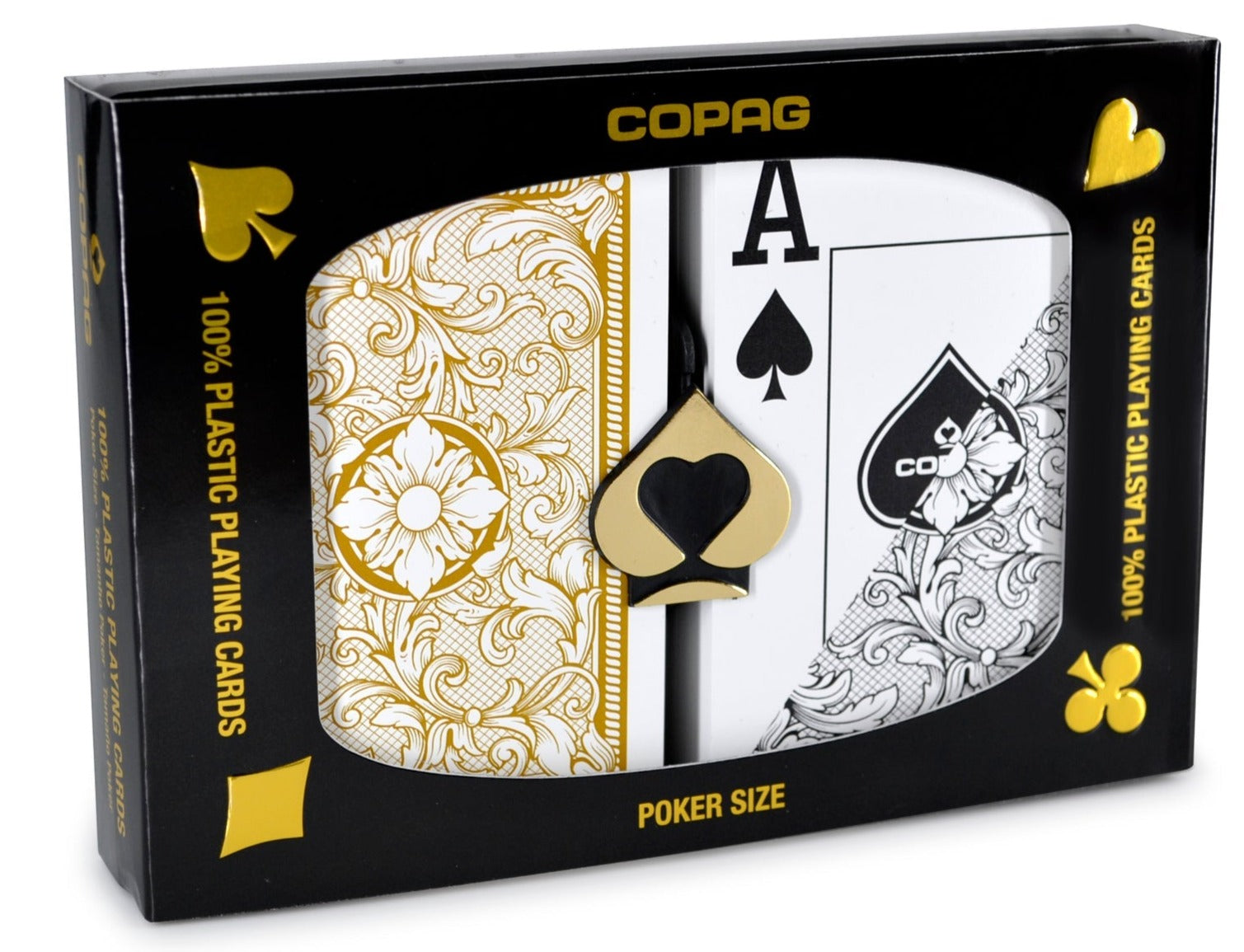 Copag Legacy Plastic Poker Size Jumbo Index Black/Gold Double-Deck Set