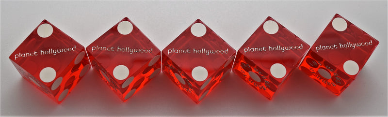 Planet Hollywood Used Red Casino Dice, Stick of 5