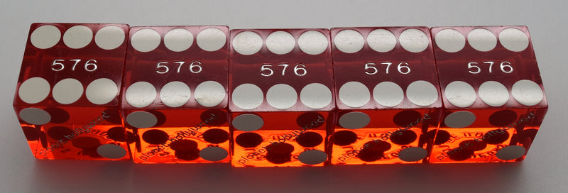 Planet Hollywood Used Red Casino Dice, Stick of 5