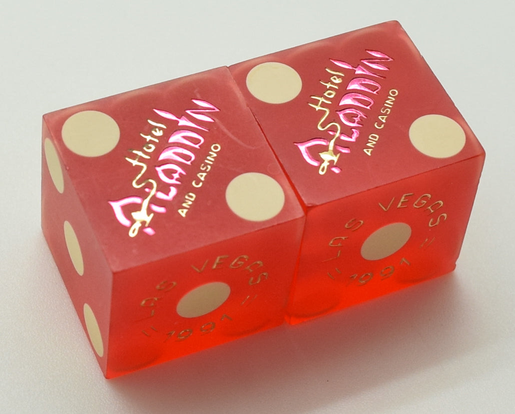 Aladdin Hotel Las Vegas Casino Dice Pair Matching Red 1991