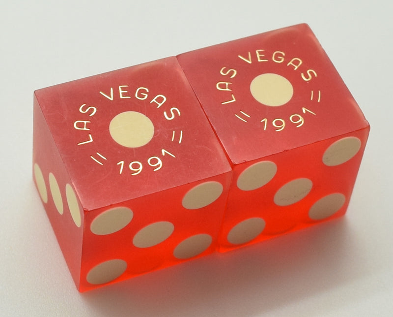 Aladdin Hotel Las Vegas Casino Dice Pair Matching Red 1991