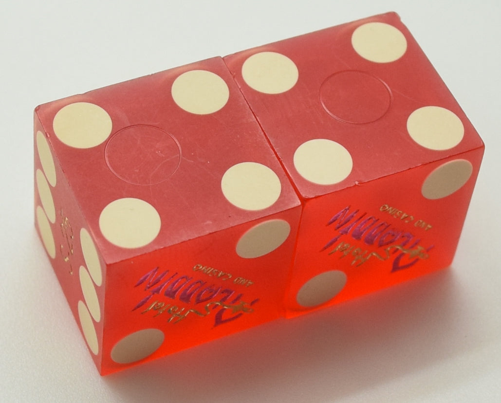 Aladdin Hotel Las Vegas Casino Dice Pair Matching Red 1991