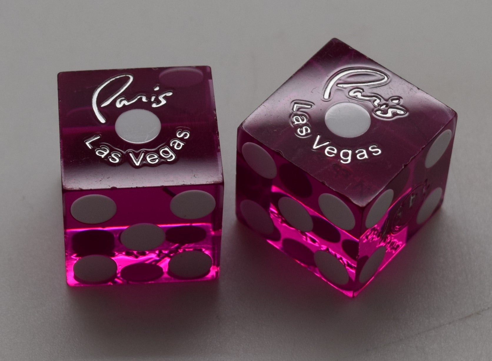 Paris Casino Las Vegas Nevada Dice Pair Purple Matching Numbers