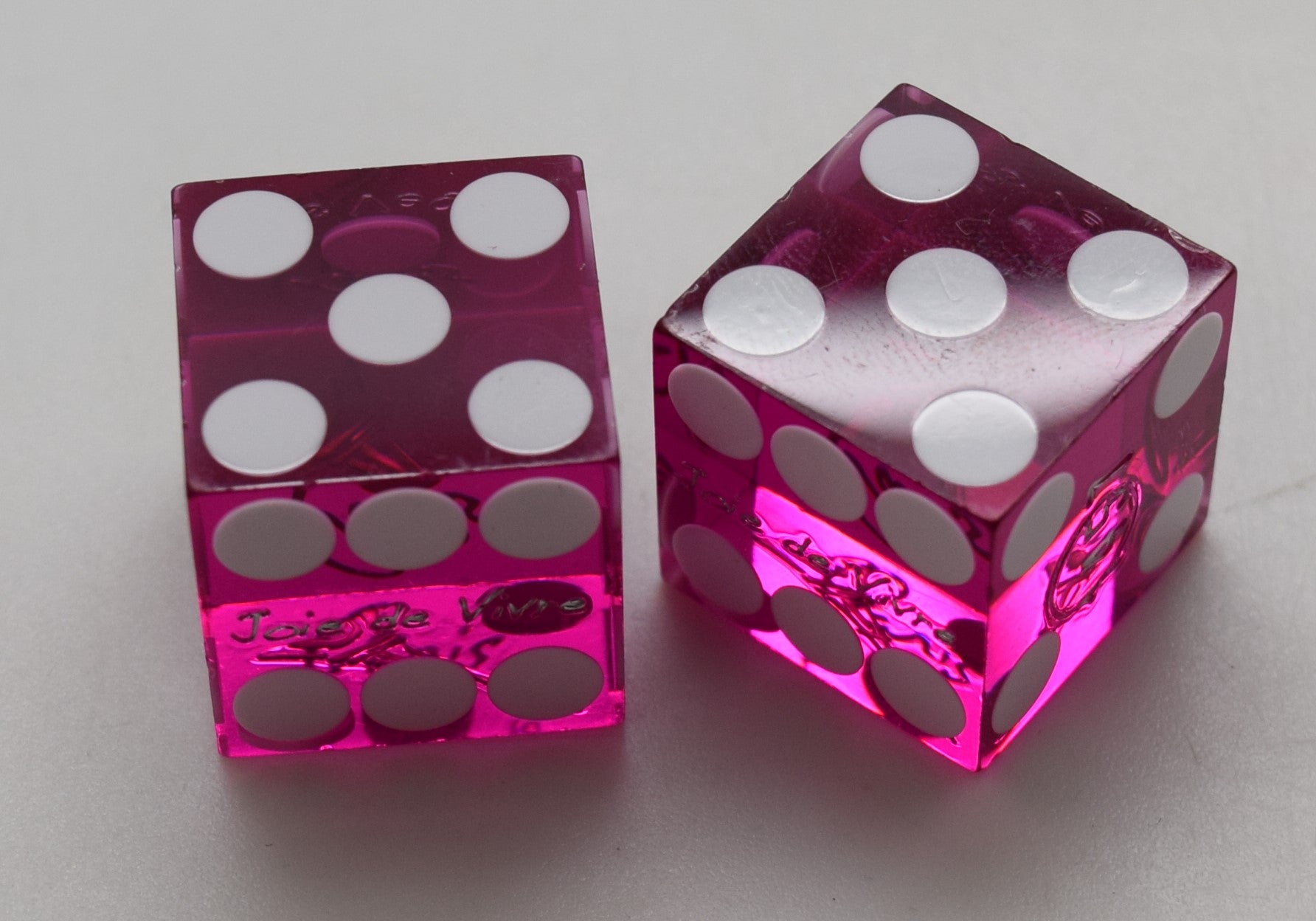 Paris Casino Las Vegas Nevada Dice Pair Purple Matching Numbers