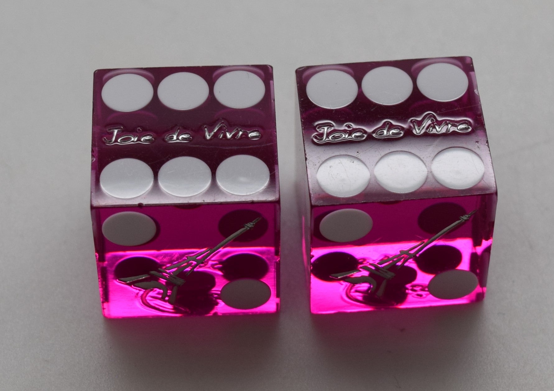 Paris Casino Las Vegas Nevada Dice Pair Purple Matching Numbers