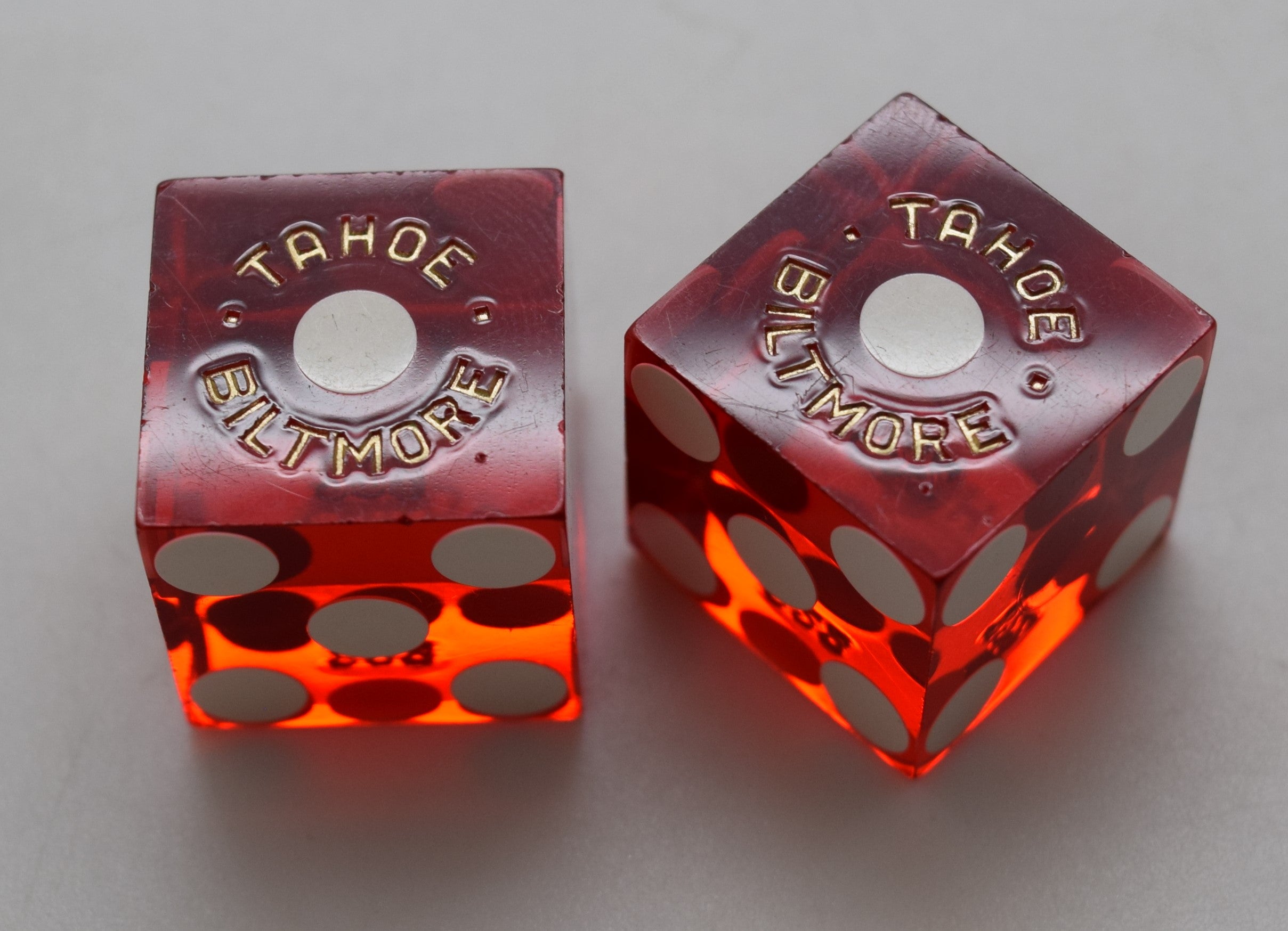 Tahoe Biltmore Casino Lake Tahoe Nevada Dice Pair Red