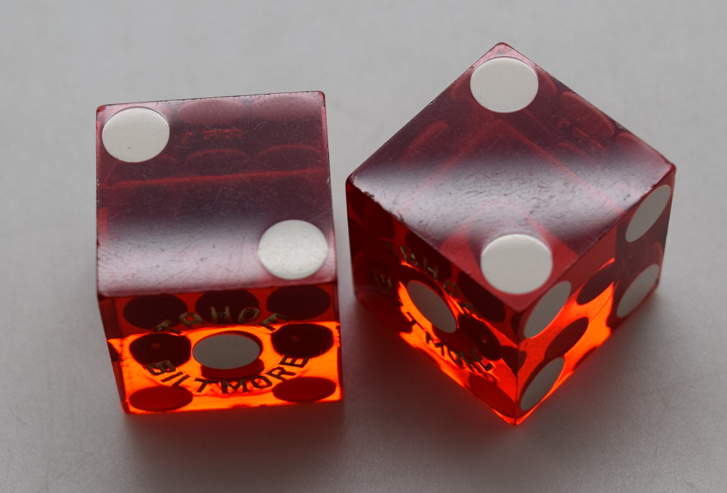 Tahoe Biltmore Casino Lake Tahoe Nevada Dice Pair Red