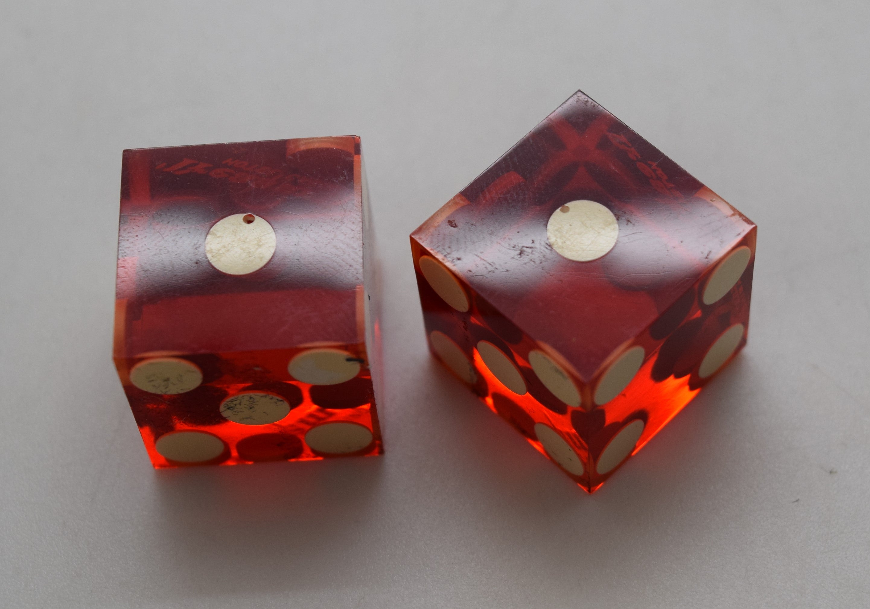 Treasury Hotel and Casino Las Vegas Nevada Dice Pair Red