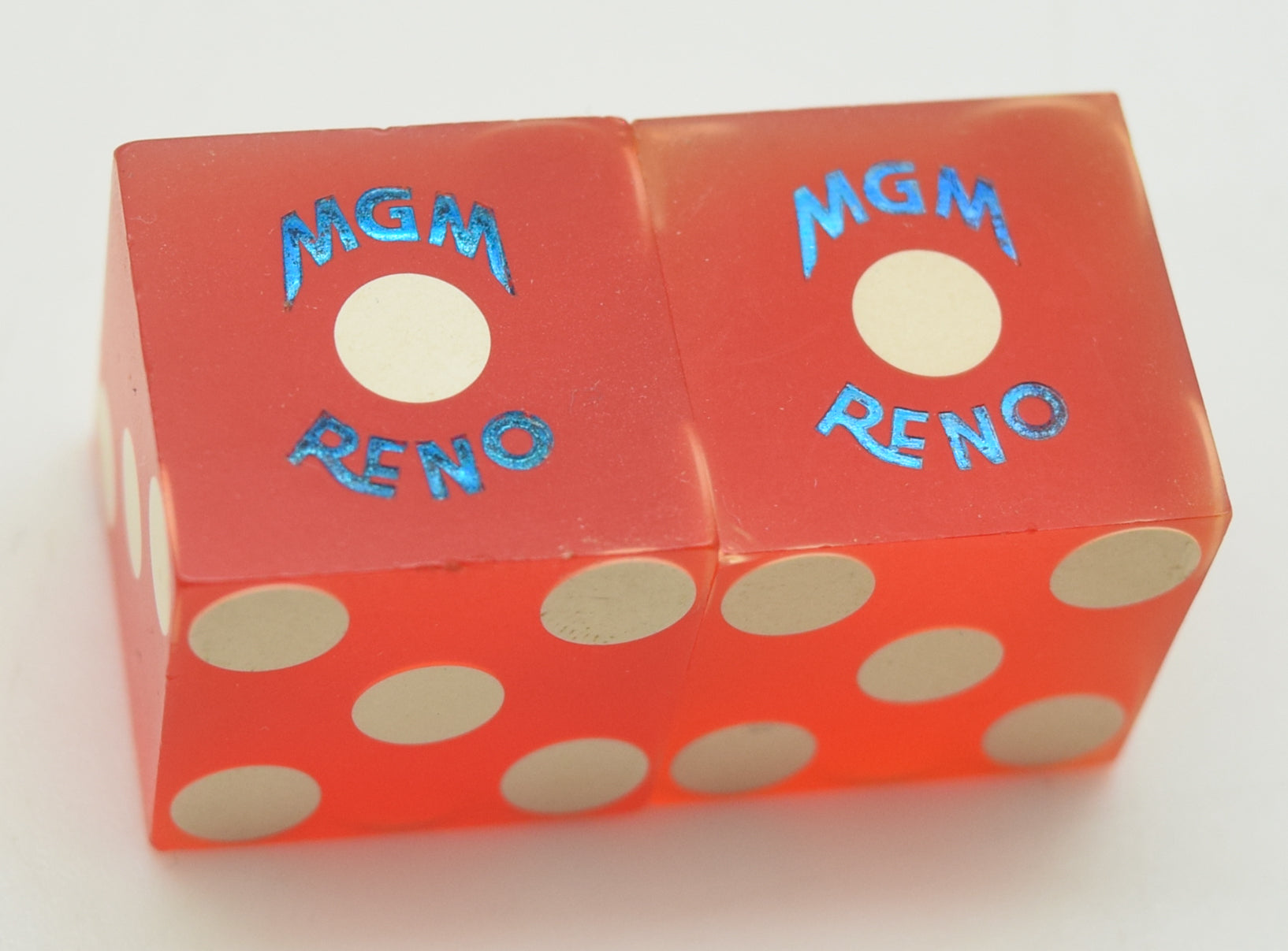 On sale MGM Casino Dice Lot Of 10 Red Blue Cancelled Drilled Translucent Number Vintage