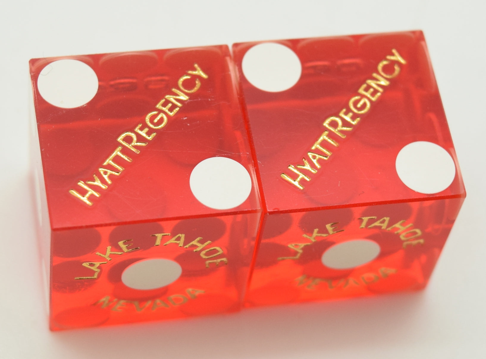 Hyatt Regency Casino Lake Tahoe Red Dice Pair Matching Numbers