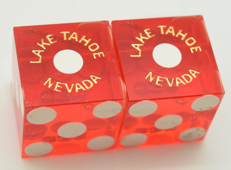 Hyatt Regency Casino Lake Tahoe Red Dice Pair Matching Numbers
