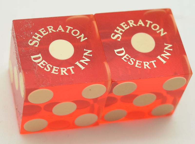 Sheraton Desert Inn Casino Las Vegas Red Dice Pair Matching Numbers