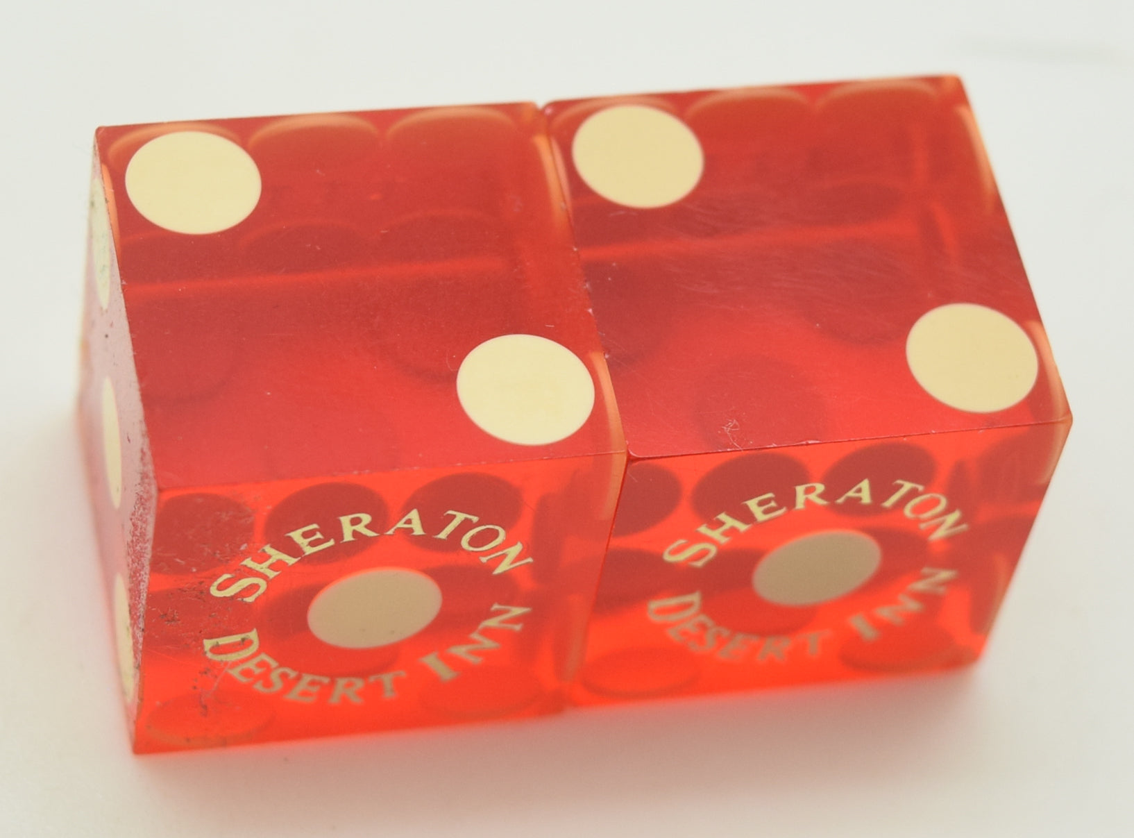 Sheraton Desert Inn Casino Las Vegas Red Dice Pair Matching Numbers