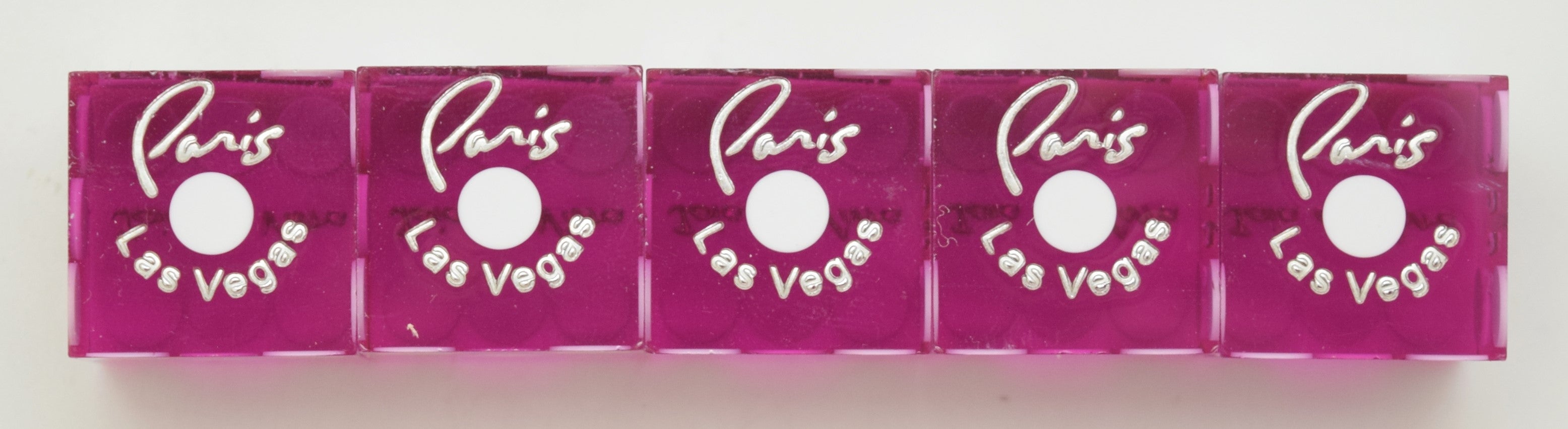 Paris Casino Stick of 5 Purple Used Dice Las Vegas Nevada