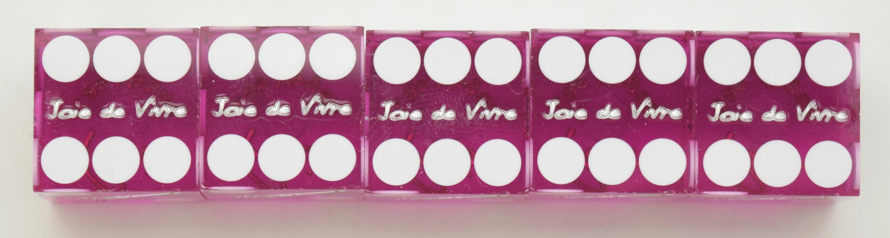 Paris Casino Stick of 5 Purple Used Dice Las Vegas Nevada