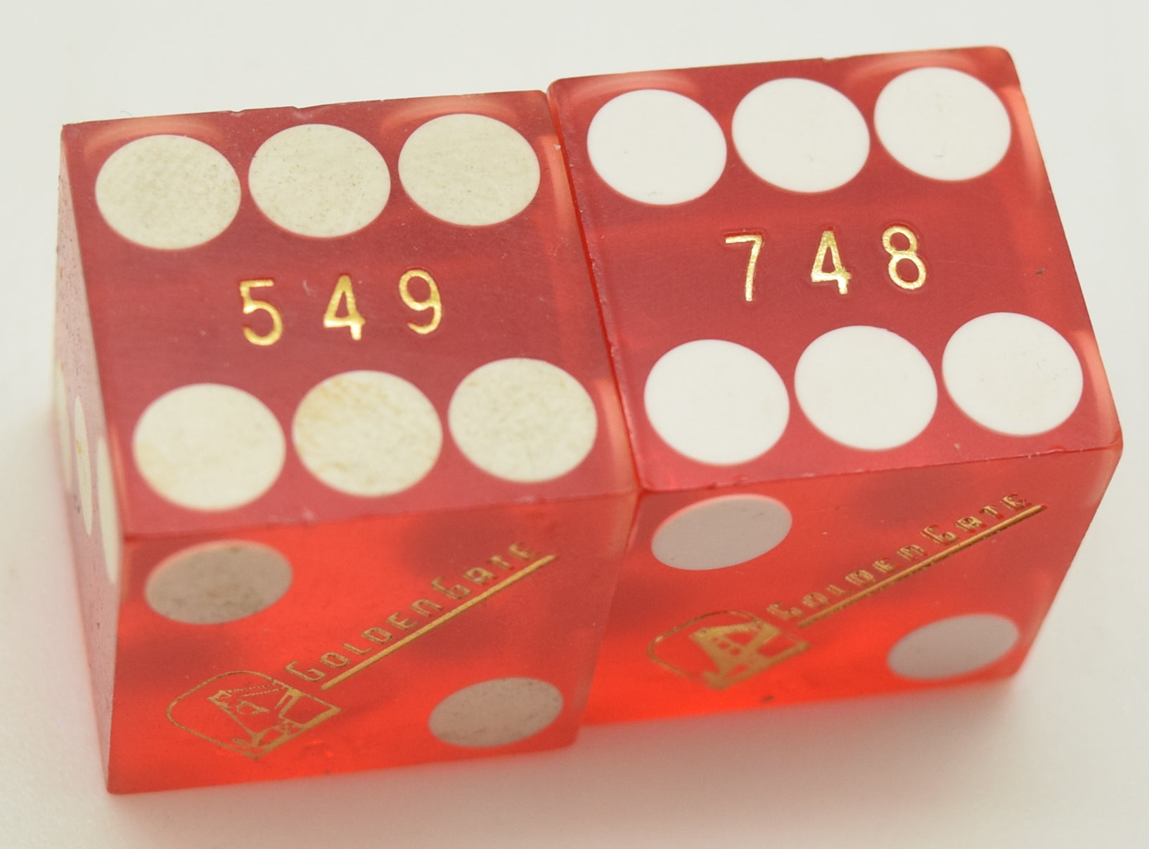 Golden Gate Casino Las Vegas Red Dice Pair Matching Logos