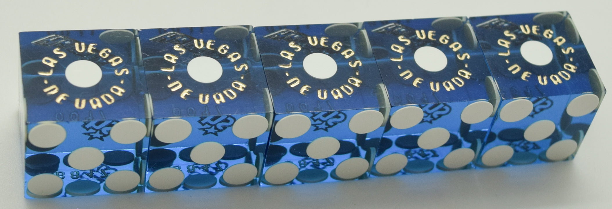 Harrah's Casino Las Vegas NV Used Blue Polished Stick of 5 Dice