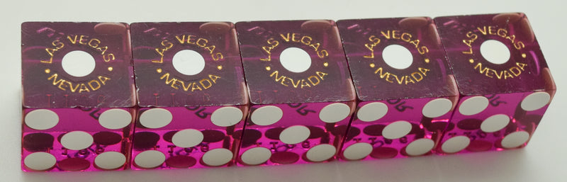 Luxor Casino Las Vegas NV Used Purple Matching Stick of 5 Dice