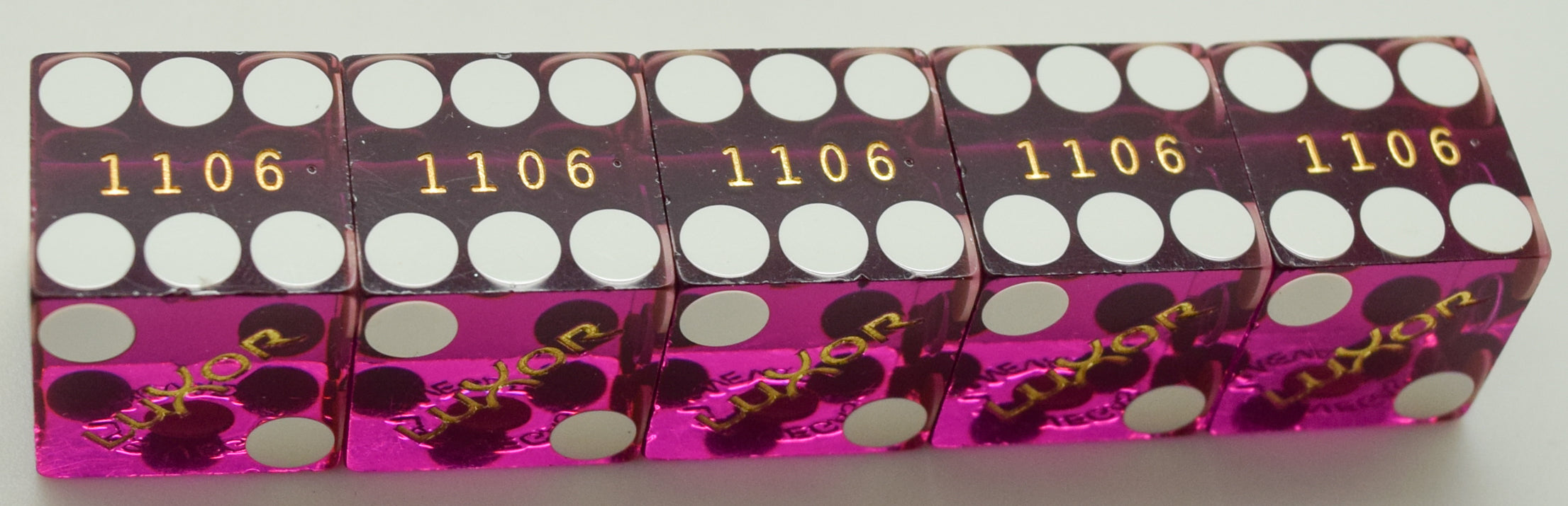 Luxor Casino Las Vegas NV Used Purple Matching Stick of 5 Dice