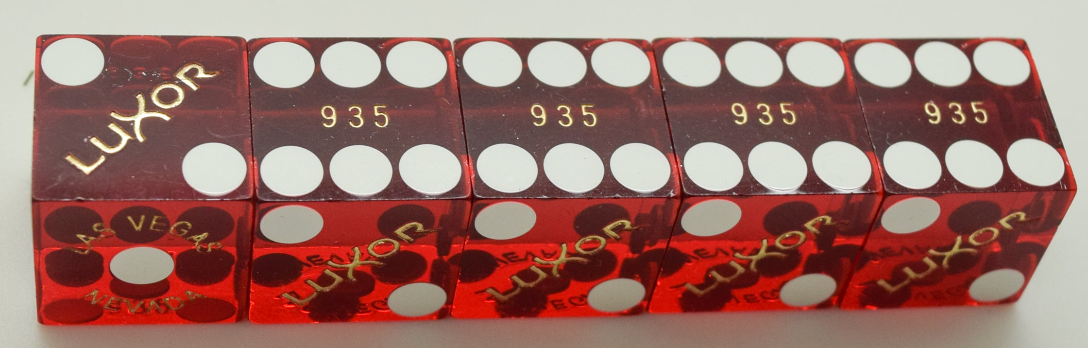 Luxor Casino Las Vegas NV Used Red Matching Stick of 5 Dice