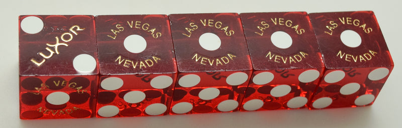 Luxor Casino Las Vegas NV Used Red Matching Stick of 5 Dice