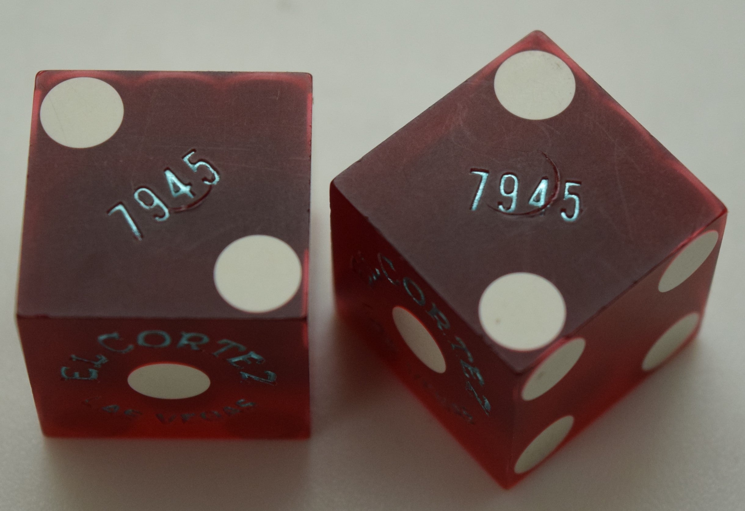 El Cortez Casino Las Vegas Nevada Red Dice Pair Matching Numbers