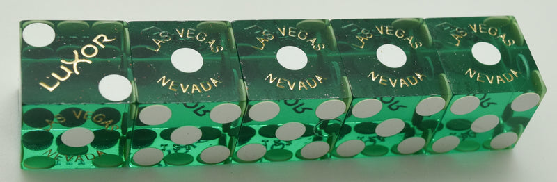 Luxor Casino Las Vegas NV Used Green Matching Stick of 5 Dice