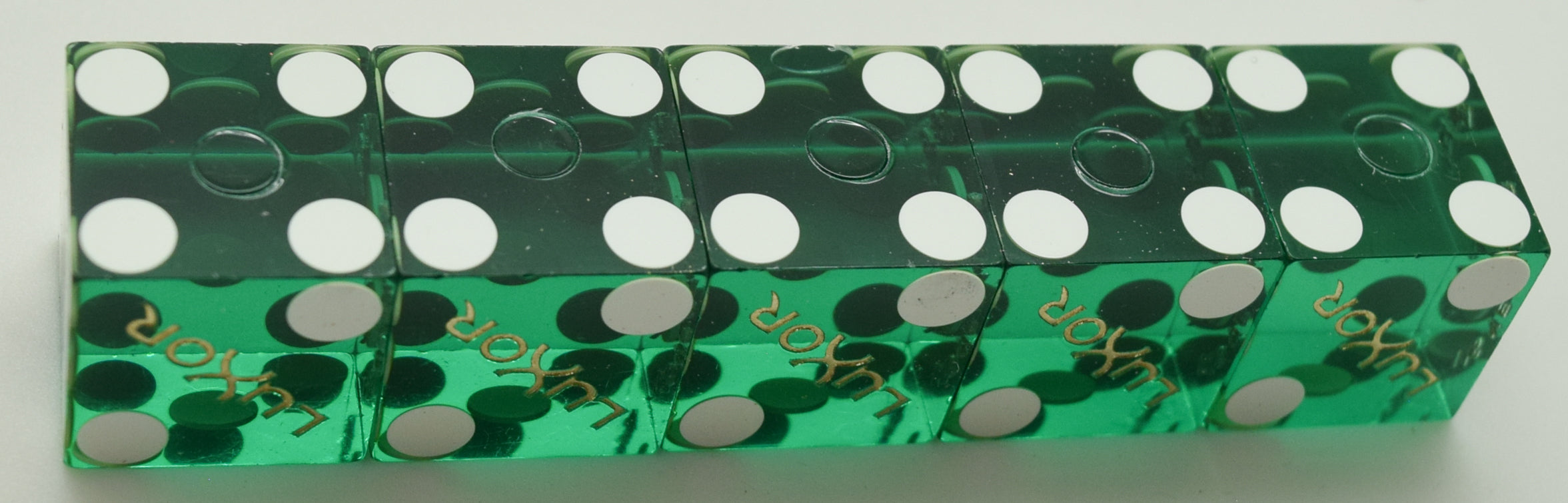 Luxor Casino Las Vegas NV Used Green Matching Stick of 5 Dice