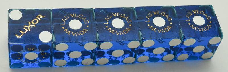 Luxor Casino Las Vegas NV Used Blue Matching Stick of 5 Dice