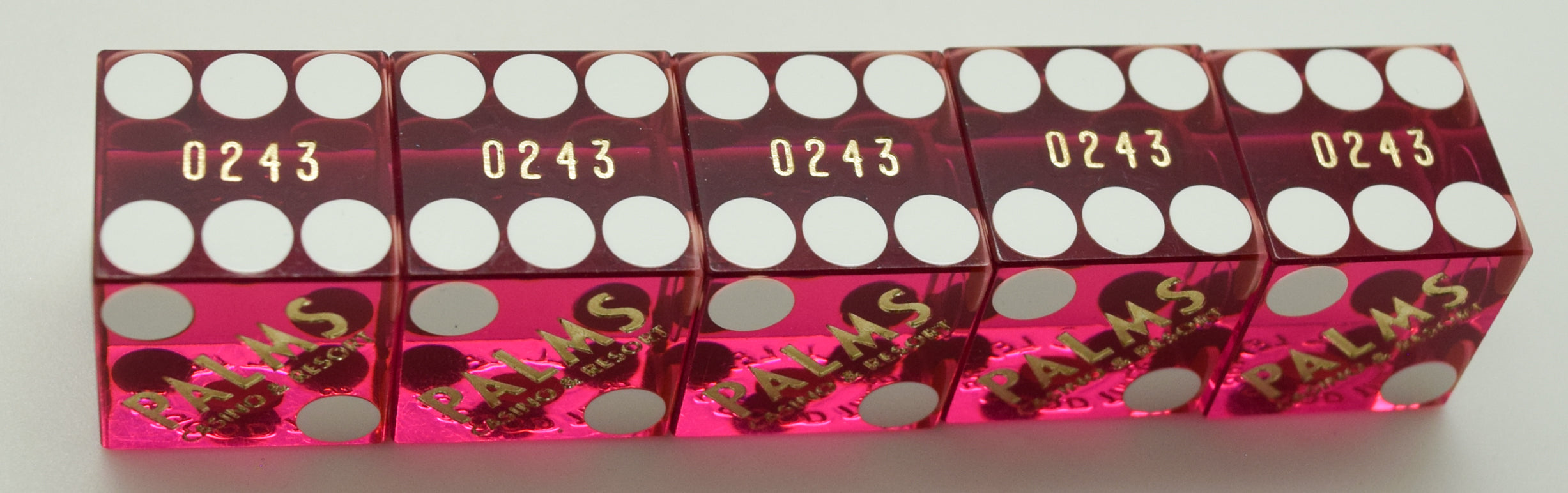 Palms Casino Resort Las Vegas NV Used Purple Polished Stick of 5 Dice