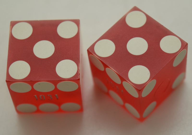 Planet Hollywood Hotel and Casino Used Matching Numbers Casino Red Dice Pair